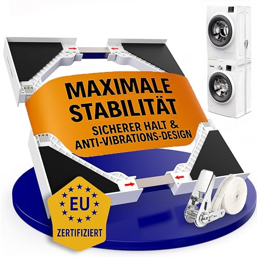 MEISTERWERK - Telaio intermedio con cassetto estraibile - Telaio di collegamento per lavatrice e asciugatrice - Kit intermedio con portasciugamani (regolabile universalmente)