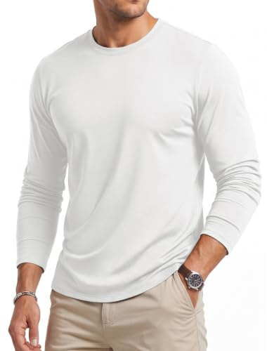 Cavva Men's Long Sleeve T Shirt Cotton Plain Tshirts Crew Neck Casual Tops | Classic crew neck long sleeve t-shirt, solid color, breathable cotton fabric, versatile basic tops for men casual daily wear