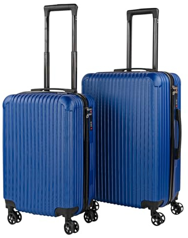 ITACA - Juego Maletas De Viaje rígidas Trolley con Candado de Combinación y 4 Doble Rueda 360° Set Maletas De Viaje Ligeras y Resistentes Maleta, Azul