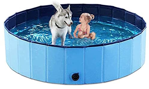 SHOKAN Piscina per Cani e Bambini,(80 x 20cm) Pieghevole Cane Piscina PVC Antiscivolo Vasca da Bagno Stabile Bambini Pet Dog Paddling Piscina per Giardino Patio Bagno
