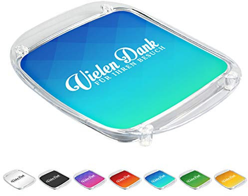 WIRKSAMWERBEN Zahlteller, Wechselgeldteller, Geldteller für Dienstleister, Danke für den Besuch, Acryl-Glas, Blau, fix & fertig