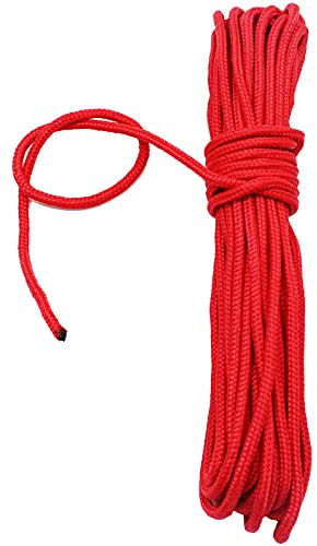 20M(64ft) Nylon Rope,Rattail Silk Cord,Satin Nylon Trim Cord (Red, 4mm) | 2/3/4/6/8/10/12MM All Purpose Rope,Assorted Colors Nylon String Twisted Durable Long Ropes