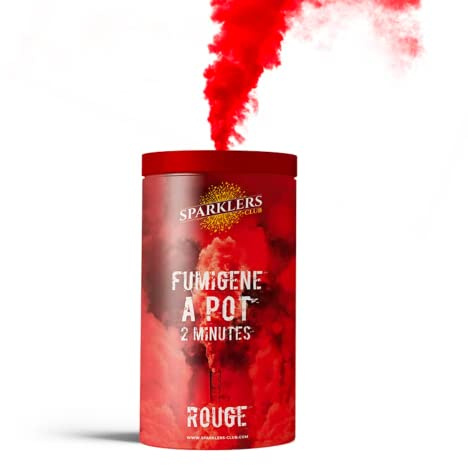 Sparklers Club Fumigène Pot Rouge 2 Minutes Allumage Mèche Catégorie T1 | Durée 120 Secondes, Allumage à Mèche Sécurisé, Fumée Rouge Dense, Catégorie T1, Utilisation Sol, Événements Extérieurs