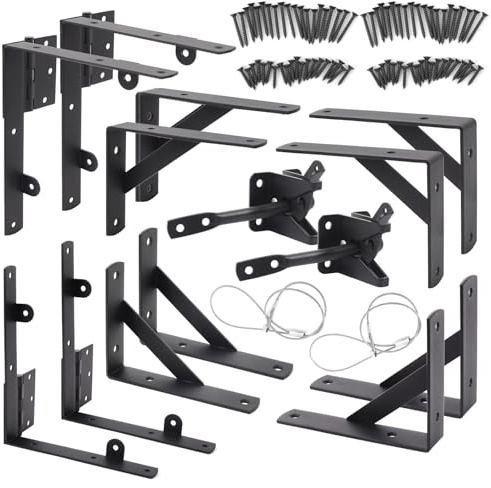 Fence Gate Kit, Anti Sag Gate Kit for Wooden Fence; Heavy Duty Gate Kit with Gate Latch; Gate Hardware for Wooden Gate Fence, Driveway Gates, Shed Doors, Corral Gates, Wood Windows Set of 2