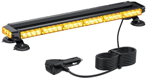 Justech 54LEDs Car Emergency Light Bar 54W 27 Flash Patterns Recovery Warning Strobe Light Amber Hazard Beacon Car Roof Warning Light with Magnetic Base for 12V 24V Car Vehicle Truck Trailer