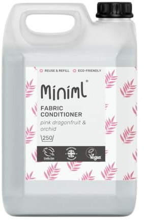Miniml Natural Fabric Softener & Conditioner 5L Refill - Pink Dragonfruit & Orchid Scented All Natural Fabric Softener for Sensitive Skin - 100% Vegan & Cruelty Free (250 Washes)