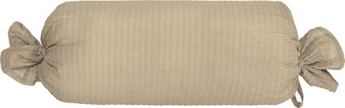 Erwin Müller Nackenrollenbezug Edel-Seersucker Uni Serie Wertingen - für die warme Jahreszeit, temperaturausgleichend, pflegeleicht, mit Bändchen - Taupe Größe 40x15 cm Ø