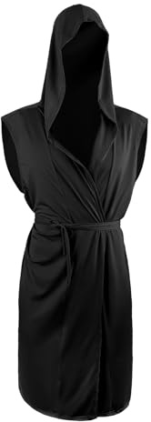 RUIXIA Peignoir de Bain Homme Été Sexy Robe de Chambre à Capuche avec Ceinture Peignoir Court Sans Manches Pyjama Respirant Vêtement de Nuit Été