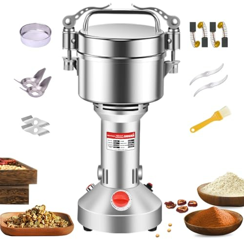 550g Grain Grinder 2000W Electric Spice Grinder High-Speed Stainless Steel Flour Mill Suitable for Coffee/Corn/Pepper/Herbs/Wheat/Rice