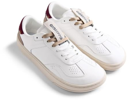 GIOSEPPO Kano - Zapatillas Barefoot Unisex de Piel con Acentos de Color y Cierre Ajustable, Suela Flexible y Antideslizante, Puntera Amplia, Color Burdeos, Talla 42