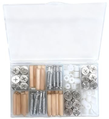 142 Pcs Cam Locks for Furniture, 3-in-1 Cam Lock Screws and Nuts for Cabinet Drawer Hardware Parts, Cam Connecting Fittings, Bolts dowels, Bolt Assortment Sets