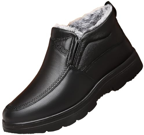 Generisch Scarpe invernali da uomo in pelle, scarpe in pelle da uomo calde, scarpe da trekking imbottite da uomo, scarpe da esterno da uomo a basso top, scarpe da tempo libero antiscivolo, scarpe da