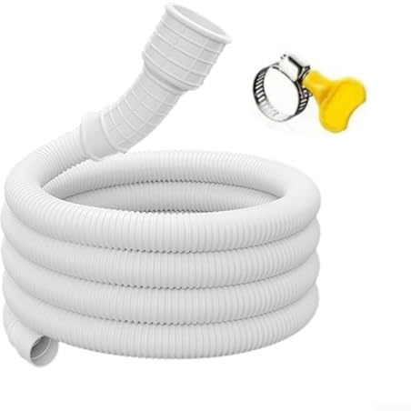 Tubo di scarico bianco da 5 m, per AC e lavatrice, tubo di uscita dell'acqua in PVC a prova di perdite, con giunti flessibili per raccordi da 15-25 mm (500 cm)
