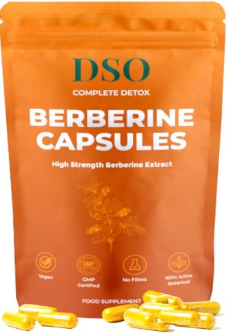 Berberine Capsules 600mg (25:1 Extract) – High Strength Berberine Supplement – Vegan, No Fillers, 60 Capsules | DSO Complete Detox