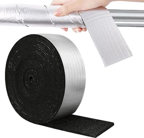 Jkioump Isolant Tuyau Chauffage, 1000x5x1cm, Isolant Tuyau Climatisation Extérieur, Ruban De Protection Hiver Extérieur Contre Le Gel, pour Tuyaux De Chauffages, Climatisation