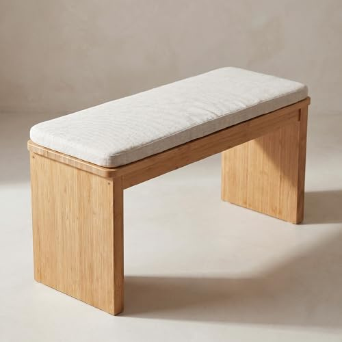 Bambubänk med Kudde – Hallbänk Sovrum Sittbänk Naturmaterial