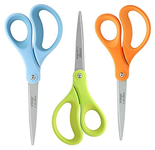 LIVINGO Scissors, 8 Office Scissors Stationery, Titanium Ultra Sharp Scissors for Office Home School Sewing Fabric Craft Supplies, Professional Stainless Steel Blades Shears, Comfort Grip