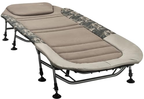 MK-Angelsport Lettino da pesca, 150 kg, XXL a 8 gambe, Fort Knox FlatSize X-Pro Camo Bedchair