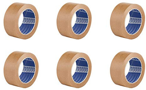 ACIT Miljövänligt Brun Papperstejp - Pack med 6 rullar - 50 m x 50 mm - utan lösningsmedel