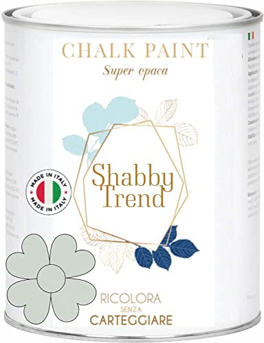 GENERICO SHABBY TREND® CHALK PAINT Pittura Shabby Chic Vintage Mobili Pareti Extra Opaca 120 VARIANTI (375ml, GRIGIO POLVERE)