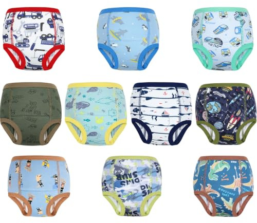 MOEMOE BABY Pantalones de aprendizaje de limpieza para niños, transpirables, pantalones de entrenamiento para niños, de algodón, ropa interior, 6 piezas, verde, 2 años
