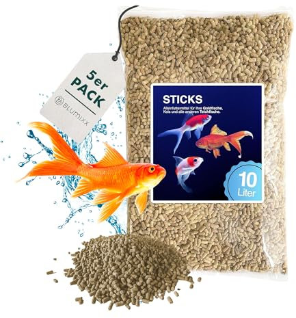 Teichsticks 50L (5×10L Beutel) – Premium Fischfutter für Koi, Goldfische & Teichfische – mit Vitaminen – schwimmfähig, Nicht trübend, für klares Wasser