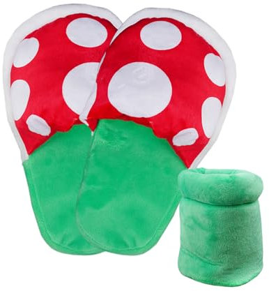 Sarini Piranha Chaussons Home Wear Plante Fleur Forme Cannibal Cosplay Chaussures avec Porte-Pot – Chaussons à Motif Unique et Mocassins à Coutures pour Cadeaux de Noël