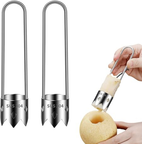 VARKAGE 2 Stück Apfelentkerner Apfelausstecher mit Aufhängeöse, Apfelausstecher Edelstahl, Apfelkernausstecher für Birnen, Paprika,Fuji, Honeycrisp, Äpfel