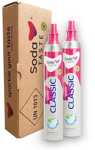 SodaTASTE Quick Classic CO2-Zylinder tauschen 2er-Pack (Refill) für Wassersprudler mit Quick Connect System, für bis zu 120l gesprudeltes Wasser (ACHTUNG: Leerer Zylinder benötigt)