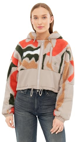 Johnny Urban Giacca in Pile Teddy Corta Donna e Uomo Beige Print - Carey - Giacca Invernale Sherpa Unisex per l'Autunno e l'Inverno - Giubbotto Teddy con Cappuccio - Felpa Calda con Zip