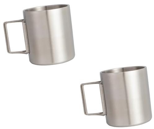 JOINPAYA 2 Stück Edelstahlbecher Doppelt Isoliert Kaffeebecher Tasse Kalte Reise Wiederverwendbar Kaffeetassen Outdoor Campingbecher Edelstahlflasche Camp Becher Silber