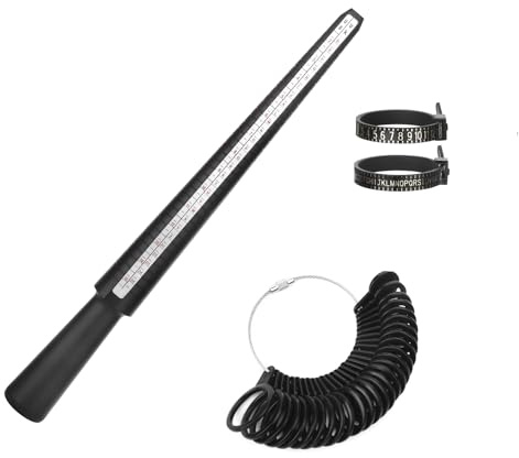 Ringgrößssenmesser,4 Stück Ringmaß Schablone Set Medidor de Anillos,Herramienta Calibre de Tamaño de Anillos Dedo Ring Sizer de Medición Ring Mandrel Escalas de Medición Profesional de Anillo