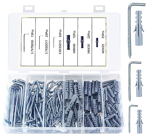 Ganchos roscados en forma de L, 150 piezas, ganchos de ángulo recto de metal, para colgar en el hogar, lugar de trabajo y oficina