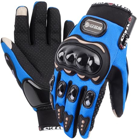 GES Guanti da moto da uomo, per tutte le stagioni, con dita intere, per touch screen, traspiranti, impermeabili, per ATV, moto da cross, scooter (blu, L)
