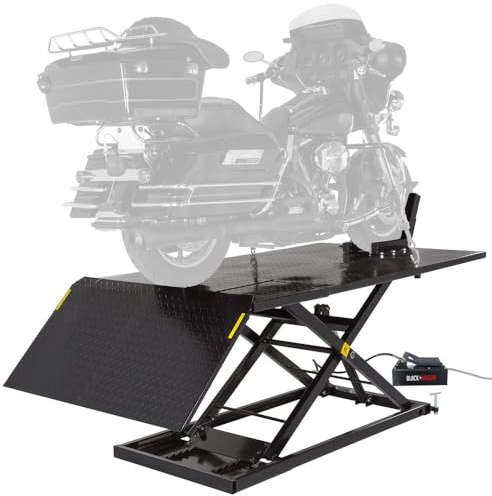Black Widow Extra-Wide Air Over Hydraulic Motorcycle Scissor Lift Table, 1,500 lb. Capacity, 33.5 Maximum Lift Height