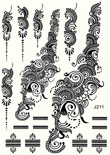 JUSTFOX Tatouage temporaire avec pointe au henné peint à la main - Tatouage adhésif temporaire - Art corporel
