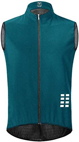 LINGKY Herren Fahrradweste Ärmellose Jersey Back Full Mesh Atmungsaktive Weste, Full Zip Hintertaschen Leichte Reflective Racing/MTB Jacke (Marine,XXL)