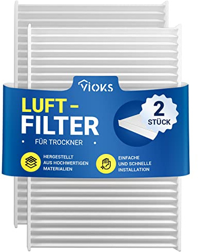 VIOKS 2x Filter 140x95x17mm Ersatz für Luftfilter Pollen Bosch 00481723 für Bosch Siemens Trockner Wärmepumpentrockner/Trockner Kondenstrockner