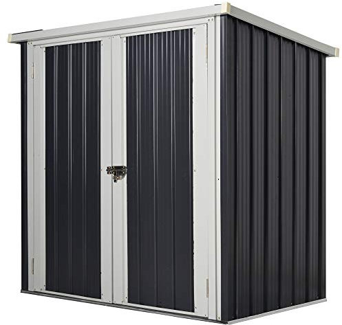 Outsunny Abri de Jardin - cabane de Jardin 1,26 m² - cabanon Rangement Outils 2 Portes verrouillables - dim. 147L x 86l x 134H cm - tôle d'acier Noir Blanc