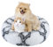 jiuzcare Katzenbett 50x50 cm Haustierbett für Kleine Hunde und Katzen Rund Donut Plüsch Kuschelbett Hundebett Katzenbett Waschbar Flauschig Hundekissen Katzenkissen, Schwarz und Weiß Gestreift