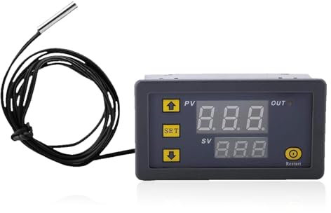 W3230 Controlador Digital De Temperatura, DC 12V 24V 220V Temporizador Digital Termostato, Interruptor Sensor Instrumento con Doble Pantalla LED, Interruptor De Temporizador Ciclo Programable (220v)