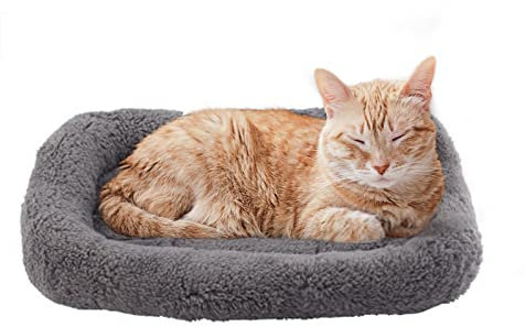 PETLESO Haustierbett Hundebetten Kissen für Katzen Ultraweiche rutschfeste Unterseite Katzenbetten Hundekistenbett Geeignet für Kleine und Mittlere Haustiere (Grau) 56cm x 41cm
