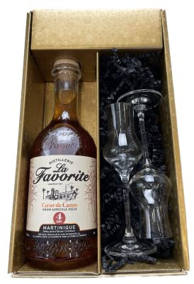 Coffret cadeau - Rhum - Or - Favorite Cœur de Canne vieux 4 ans - 2 Verres à Rhum CHEF & SOMMELIER