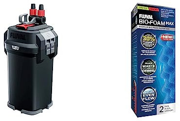 Fluval 207 Außenfilter für Aquarien, von 60 bis 220l, 780 l/h, 10W & Bio-Foam MAX Schaumstofffilter, mit vergrößerter Oberfläche für den Fluval 207 und 307 Außenfilter, 2er Pack