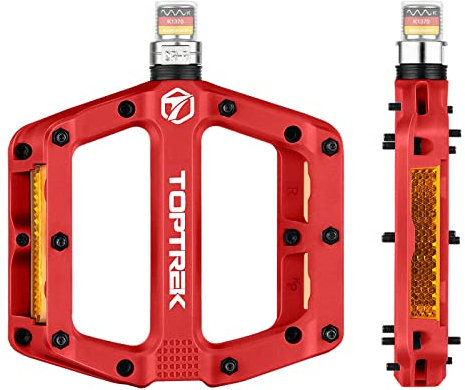 toptrek Fahrradpedale mit StVZO Reflektoren, MTB Pedale aus Nylonfaser mit 3 Geschlossene Lager, rutschfest für Pedale Fahrrad, 9/16 Zoll Pedalen Set für Mountainbike, Trekking, Rennrad, BMX, E-Bike
