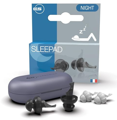 EarSonics SLEEPAD - Protection auditive pour dormir - bouchons d'oreilles pour le sommeil – Extra souples et thermo-réactifs pour plus de confort - Pack Duo 2 paires réutilisables. Noir Translucide