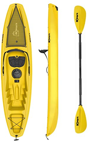 ROMARK Kayak - Canoa da 268 cm - 1 gavone + 1 pagaia + 1 seggiolino + 1 ruotino mare sport lago (GIALLO)