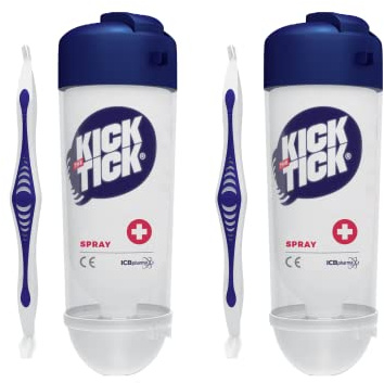 Novokill Kick The Tick Set 2x | Removedor con Spray Helado y Pinzas Profesionales | Elimina Garrapatas de Forma Fácil y Segura | 2x 9ml para Perros y Humanos