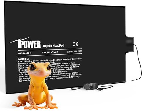 iPower Heizmatte Terrarium Regelbar mit Thermostat Temperaturregelung, Terrarium Heizkissen Heizung für Reptilien Amphibien, 16W, 20 x 30,5 cm