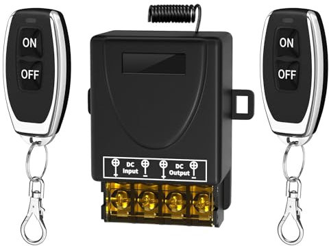 Gebildet Interruptor de Control Remoto Inalámbrico 12-24V DC12~72V 30A Interruptor de Relé 433Mhz RF Interruptor Remoto para Luces Bomba Electrodomésticos Sistemas de Seguridad (100m)
